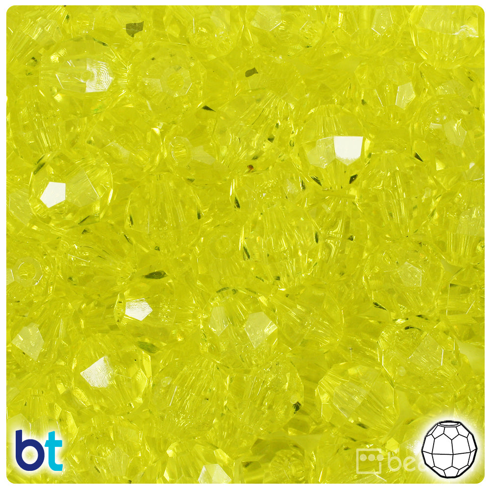 Yellow Transparent 12mm Faceted Round Plastic Beads (180pcs)