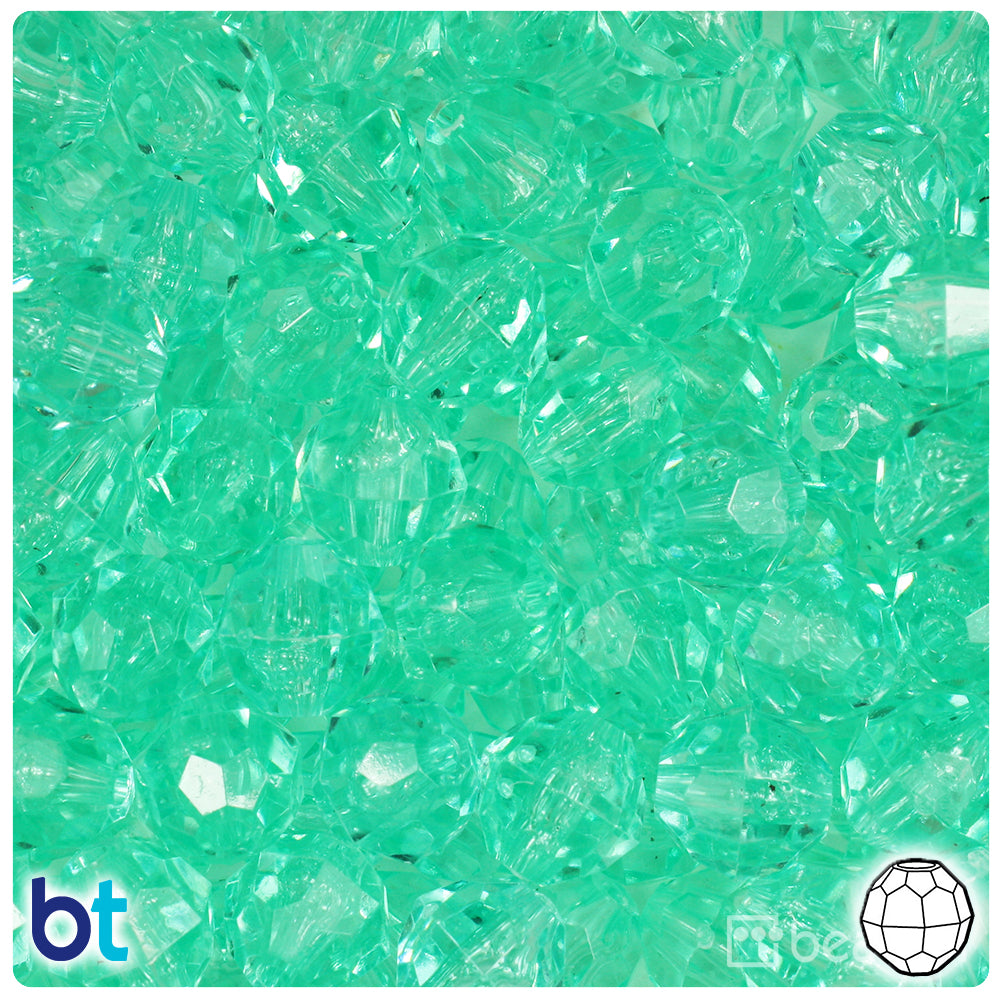 Green Aqua Transparent 12mm Faceted Round Plastic Beads (180pcs)