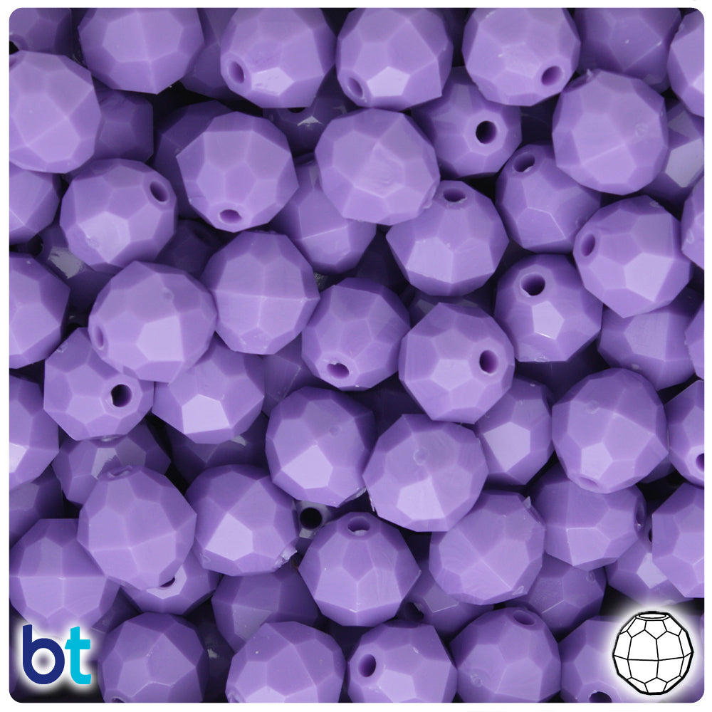 Lilac Opaque 12mm Faceted Round Plastic Beads (180pcs)
