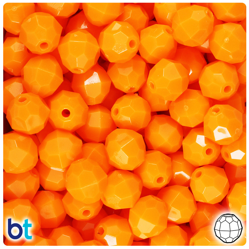 Orange Opaque 12mm Faceted Round Plastic Beads (180pcs)
