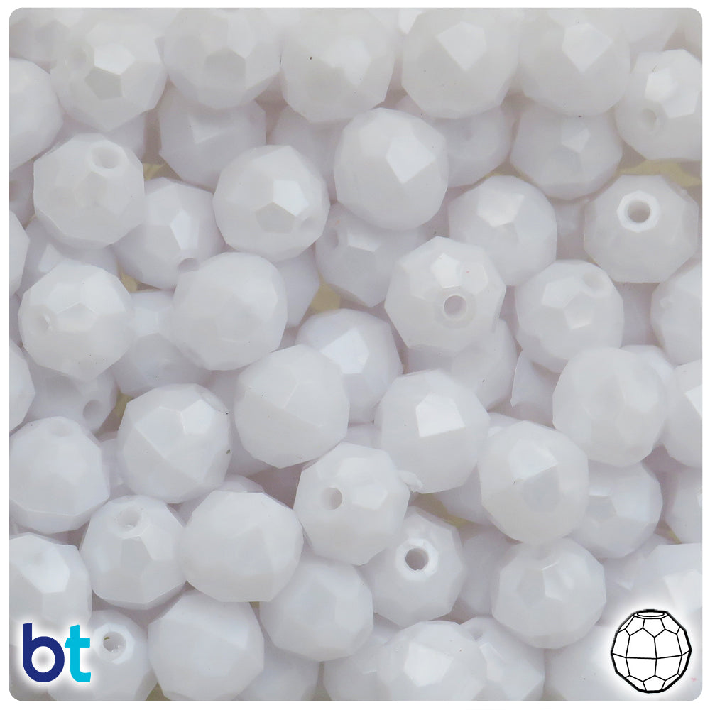 White Pearl 12mm Faceted Round Plastic Beads (180pcs)