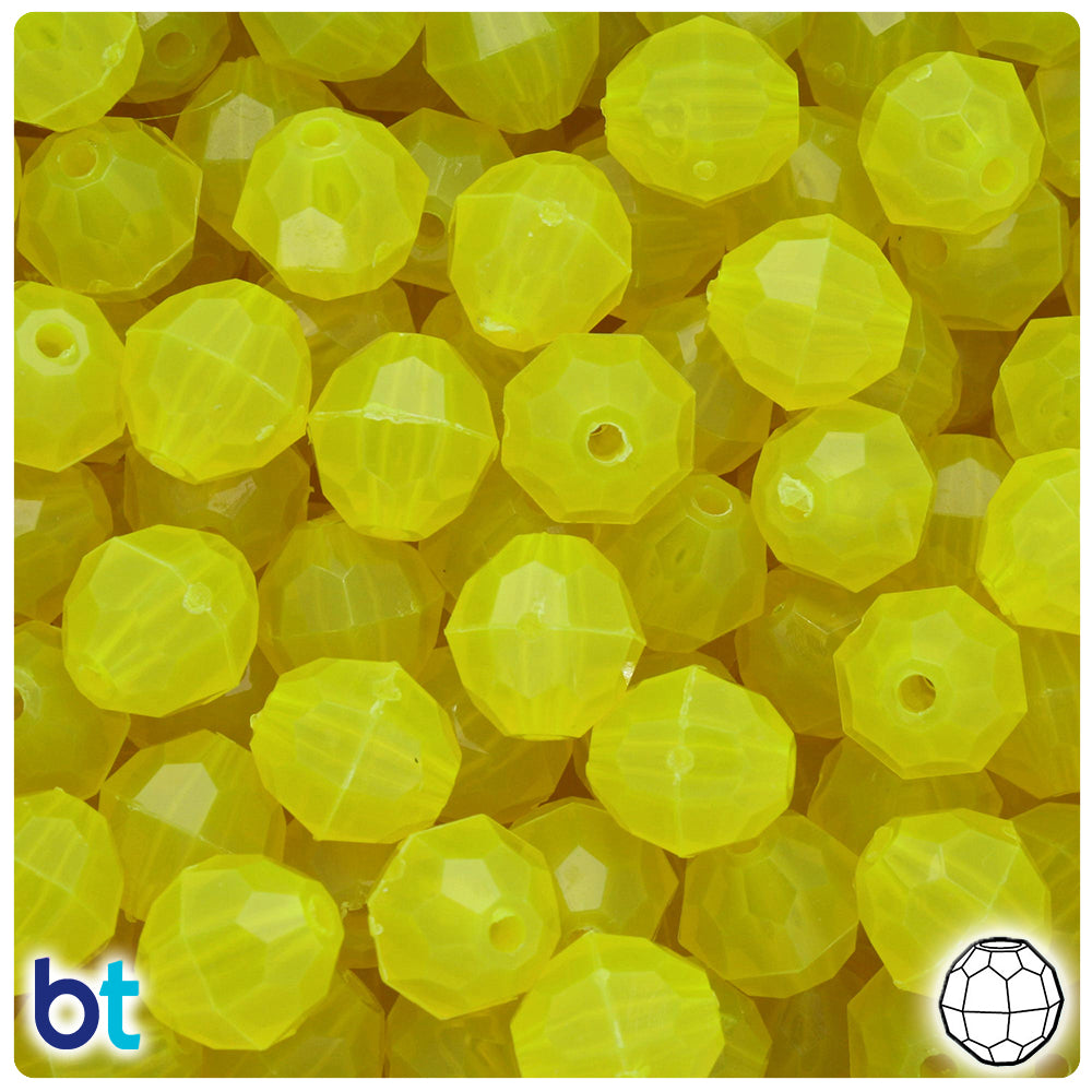 Lure Yellow Transparent 12mm Faceted Round Plastic Beads (180pcs)