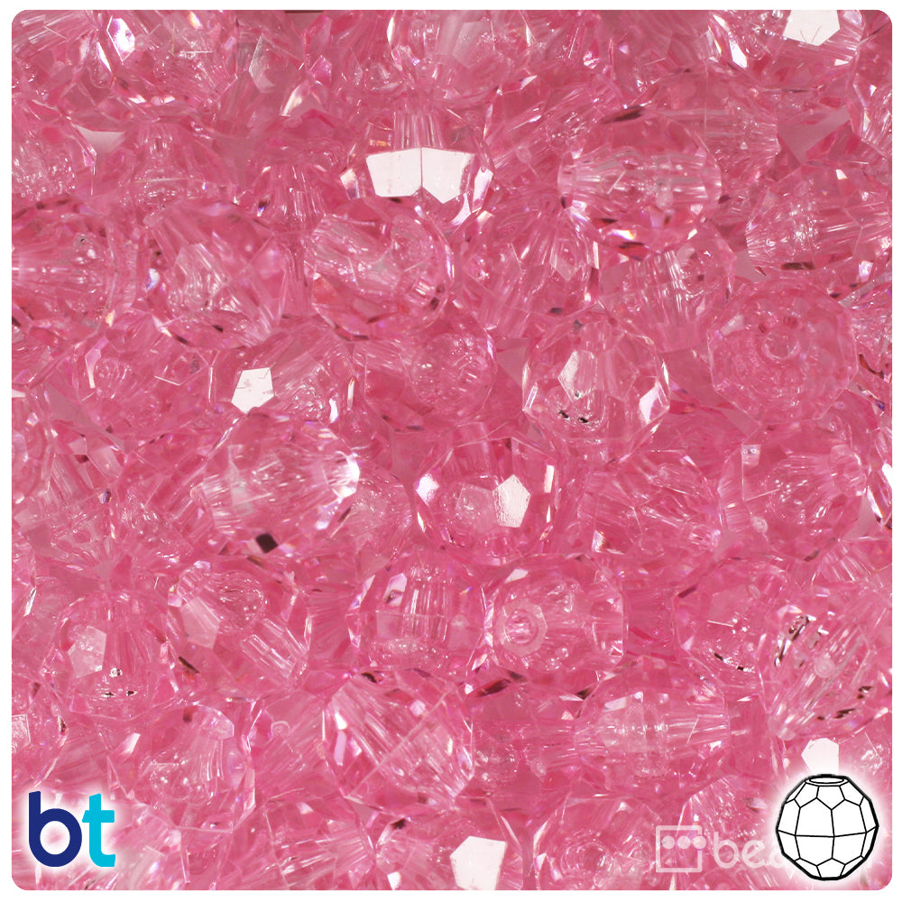 Pale Pink Transparent 12mm Faceted Round Plastic Beads (180pcs)