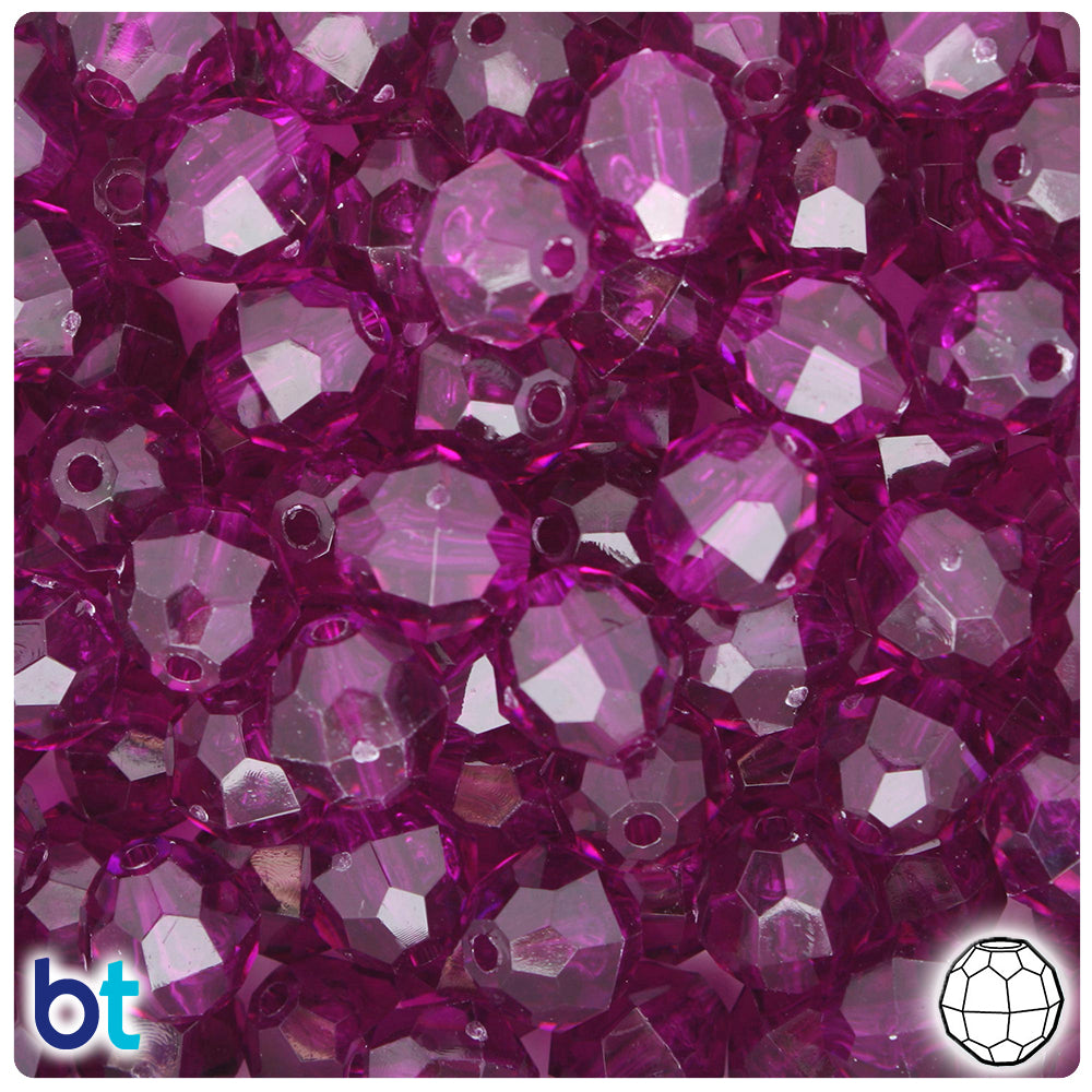 Lilac Transparent 12mm Faceted Round Plastic Beads (180pcs)