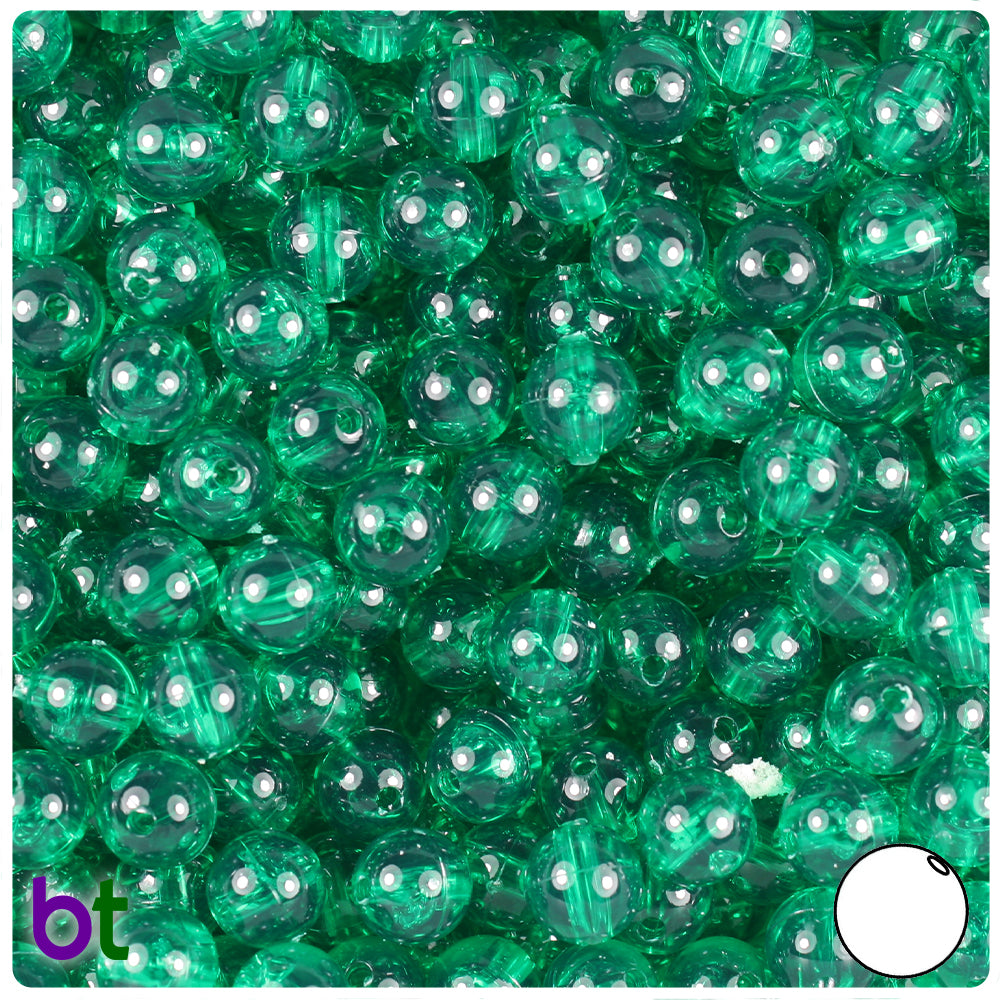 Emerald Transparent 8mm Round Plastic Beads (300pcs)