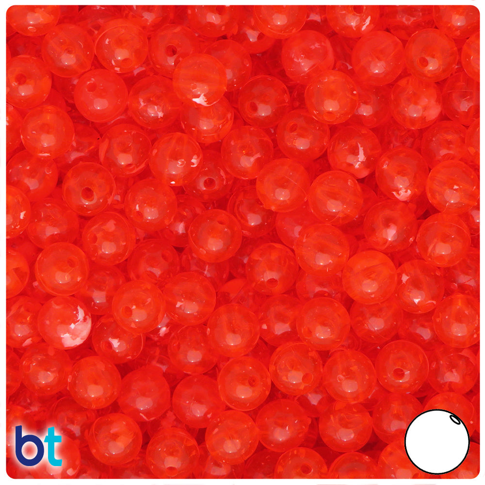 Hyacinth Transparent 8mm Round Plastic Beads - White Swirls (300pcs)