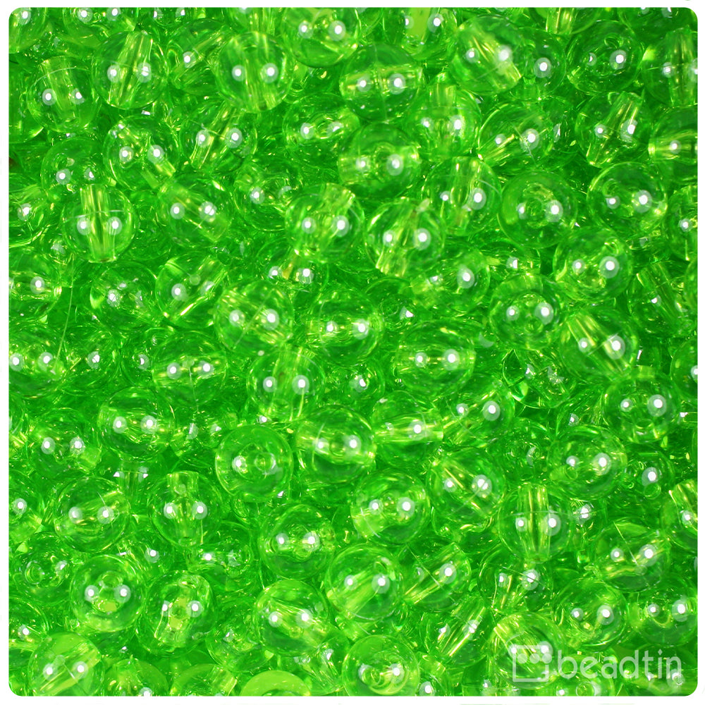 Lime Transparent 8mm Round Plastic Beads (300pcs)