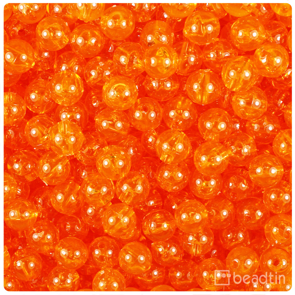 Orange Transparent 8mm Round Plastic Beads (300pcs)