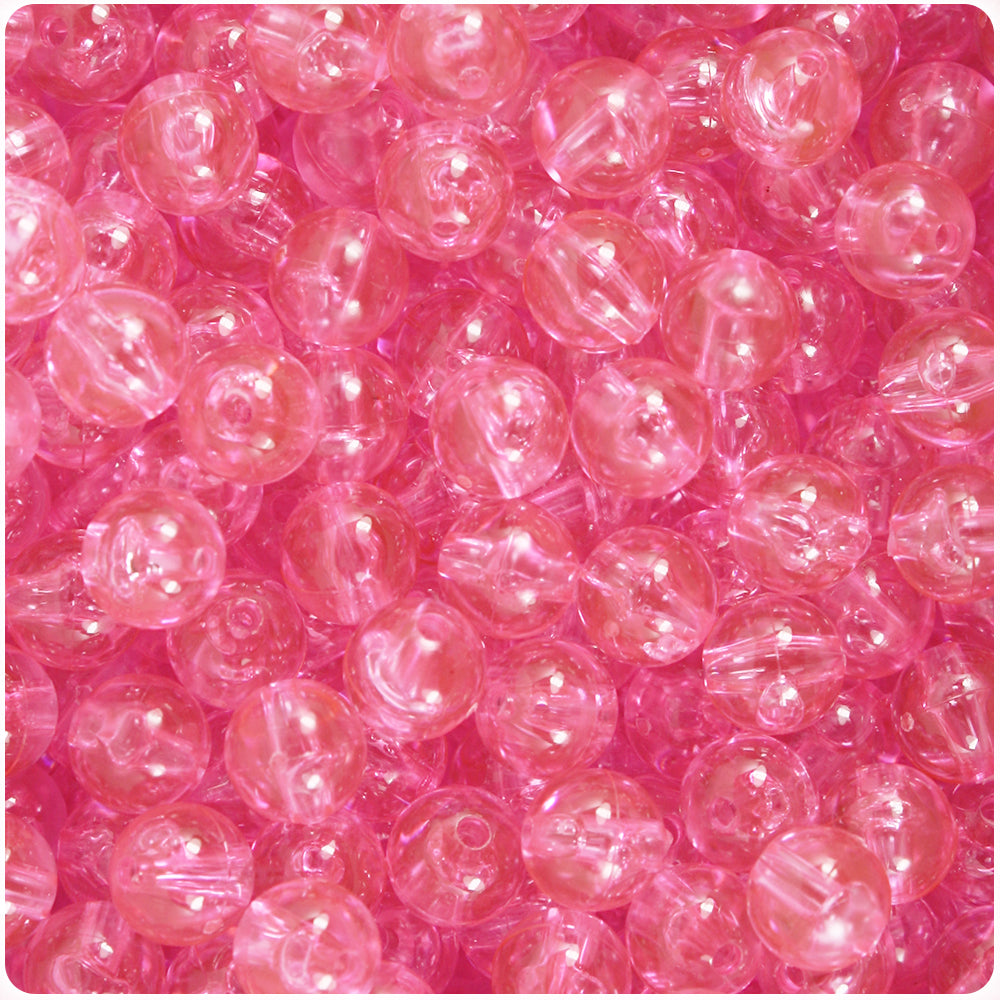 Pink Transparent 8mm Round Plastic Beads (300pcs)