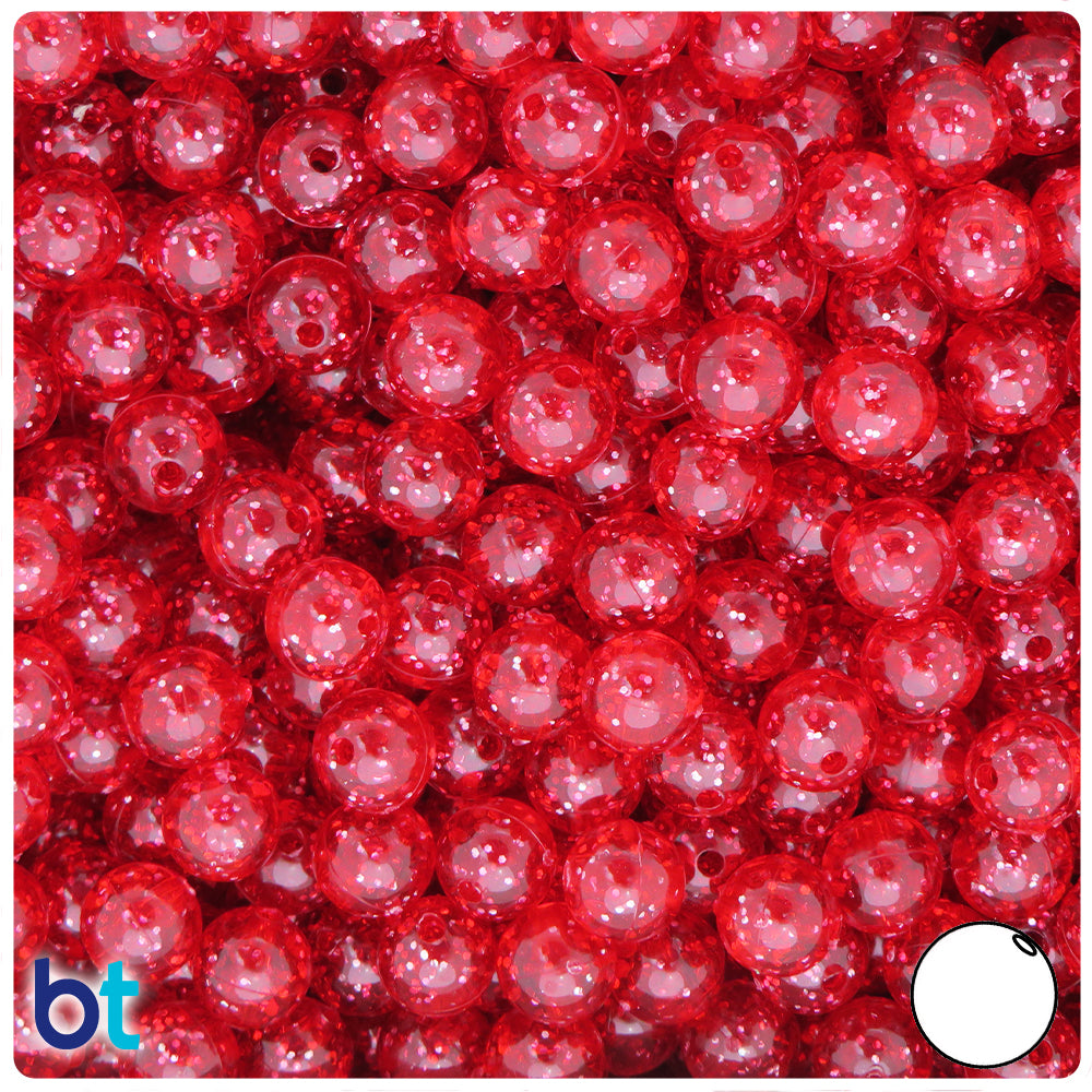 Ruby Sparkle 8mm Round Plastic Beads (300pcs)