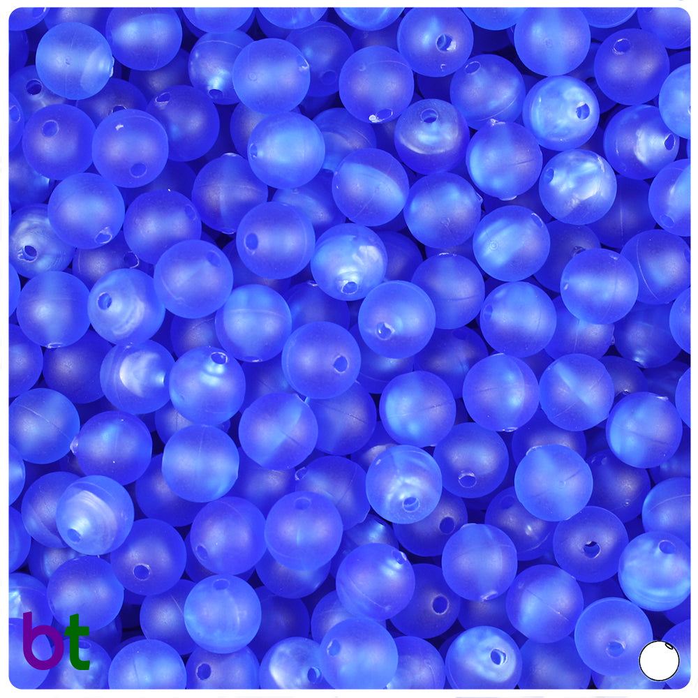 Dark Sapphire Frosted 8mm Round Plastic Beads (300pcs)