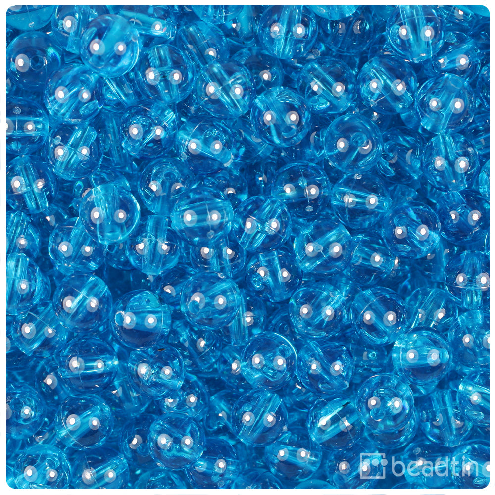 Turquoise Transparent 8mm Round Plastic Beads (300pcs)
