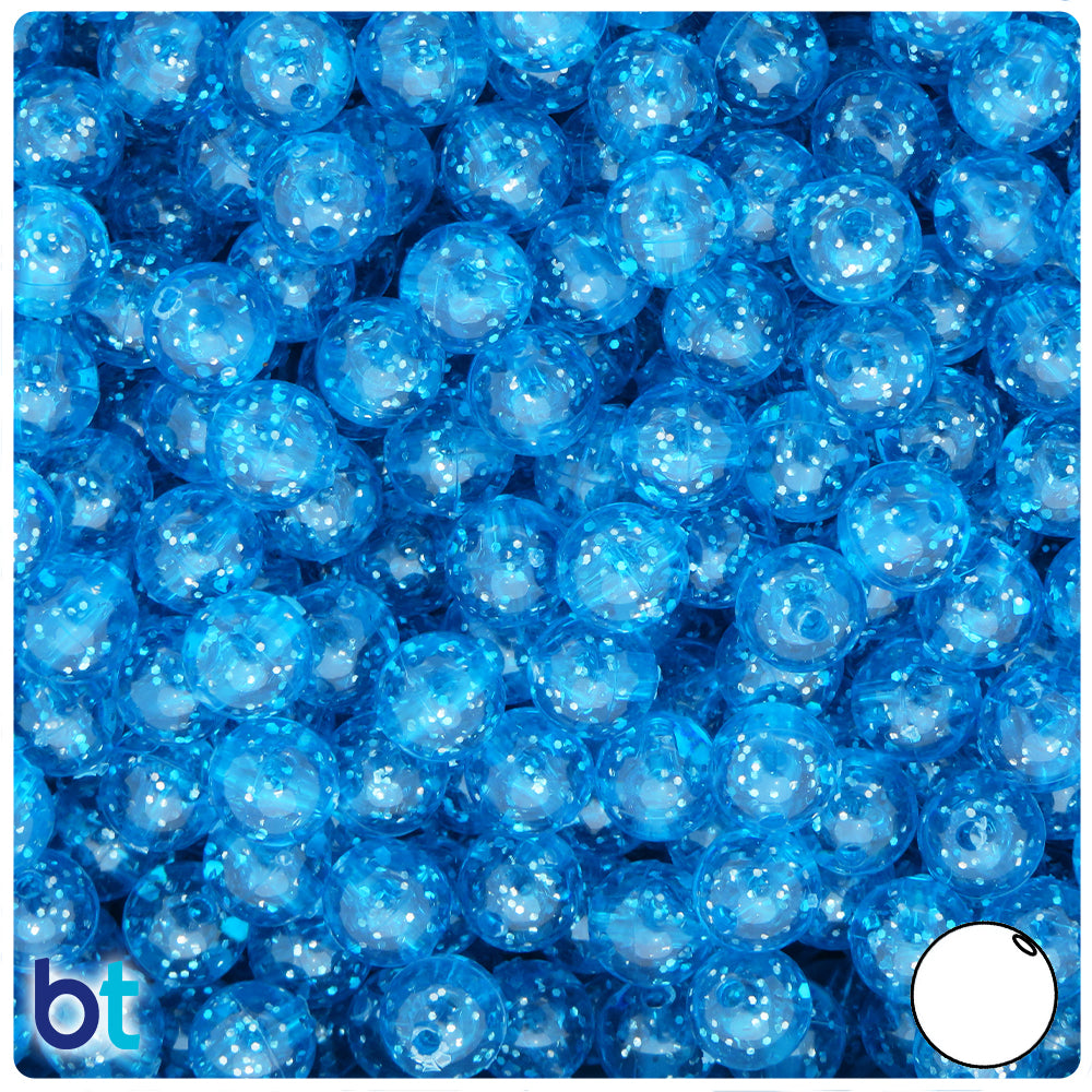 Turquoise Sparkle 8mm Round Plastic Beads (300pcs)