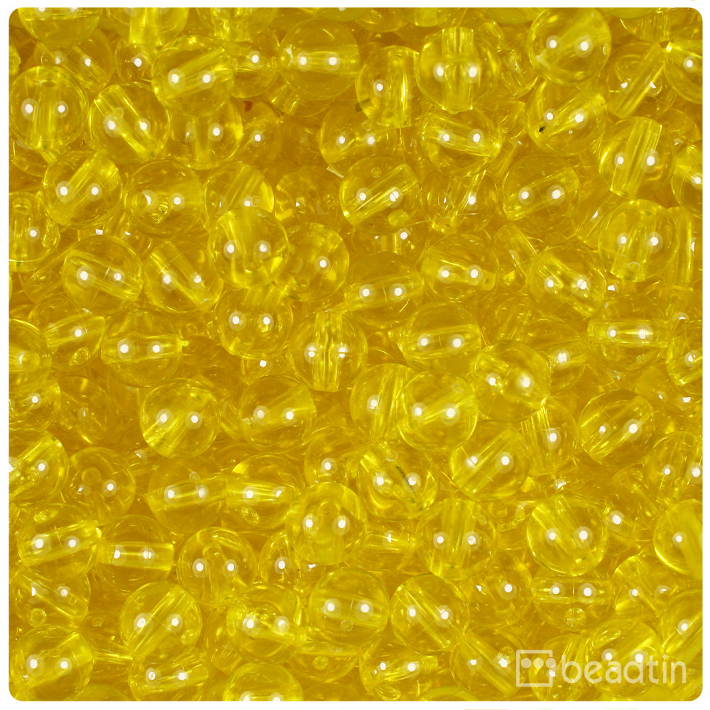Yellow Transparent 8mm Round Plastic Beads (300pcs)