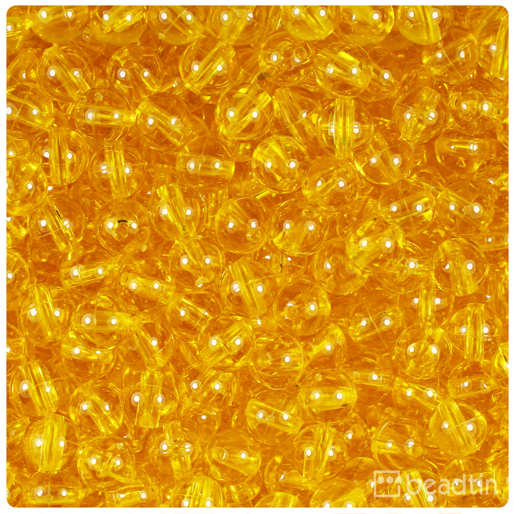 Dark Yellow Transparent 8mm Round Plastic Beads (300pcs)