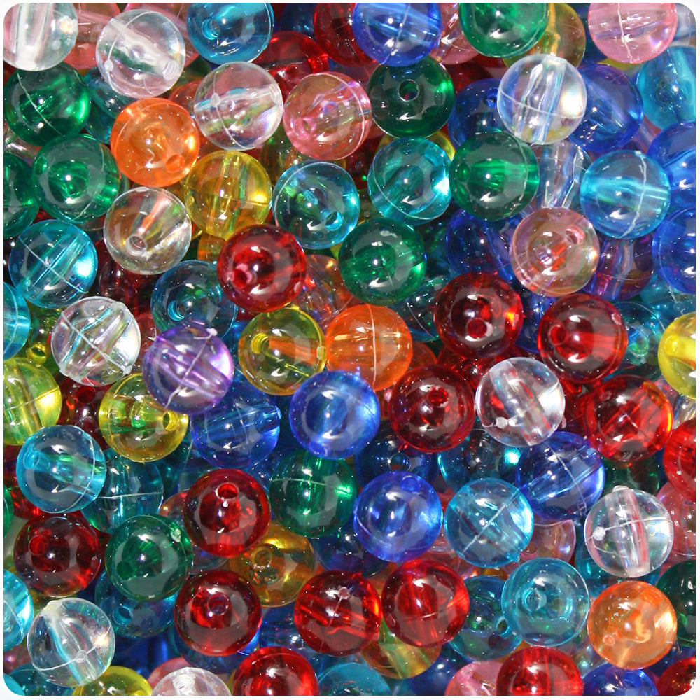 Transparent Mix 8mm Round Plastic Beads (300pcs)
