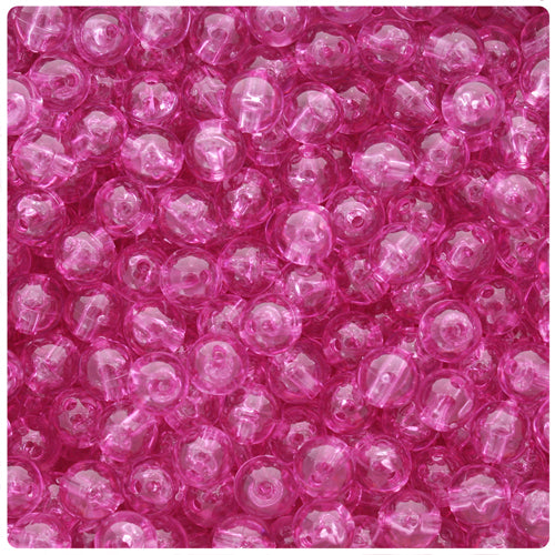 Light Fuchsia Transparent 8mm Round Plastic Beads (300pcs)