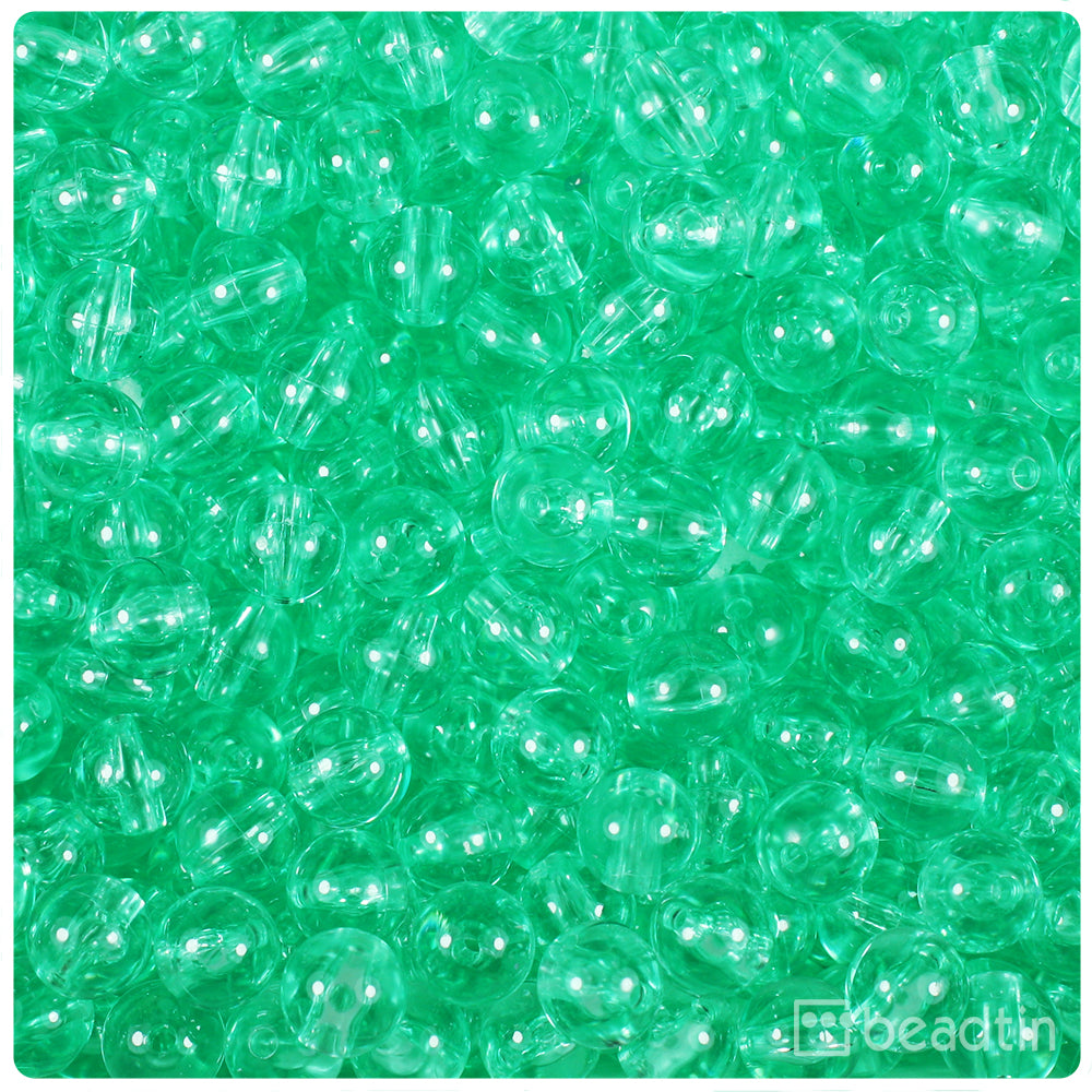 Green Aqua Transparent 8mm Round Plastic Beads (300pcs)