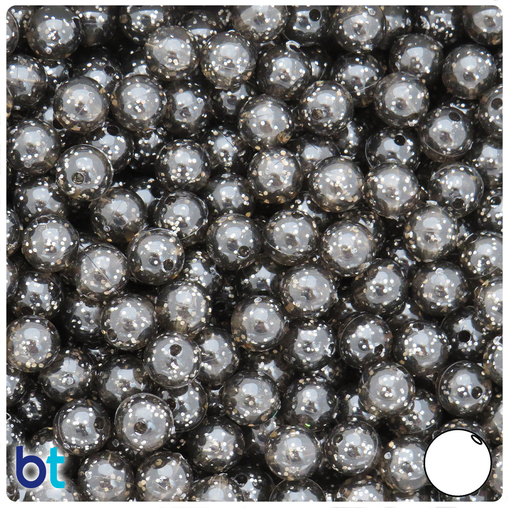 Jet Sparkle 8mm Round Plastic Beads (300pcs)