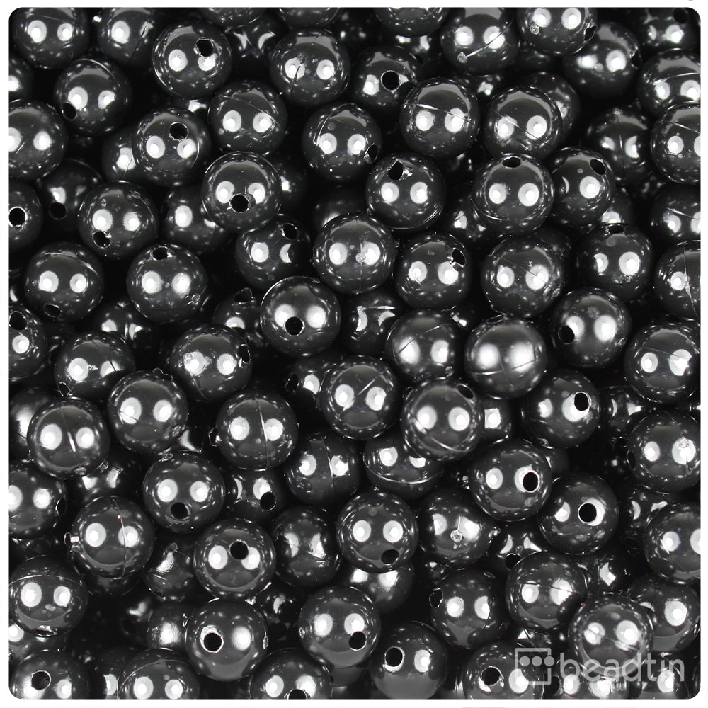 Black Opaque 8mm Round Plastic Beads (300pcs)