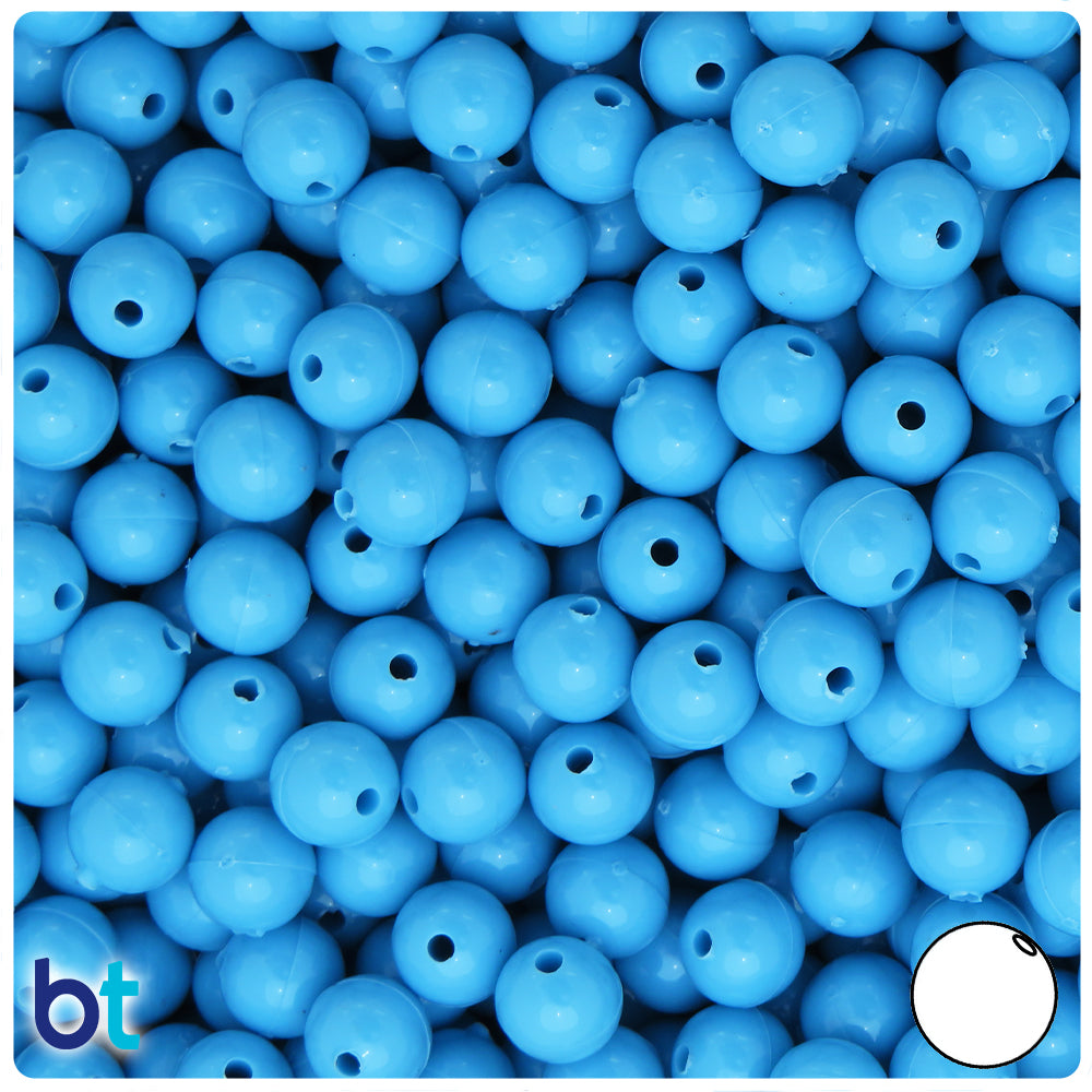 Baby Blue Opaque 8mm Round Plastic Beads (300pcs)