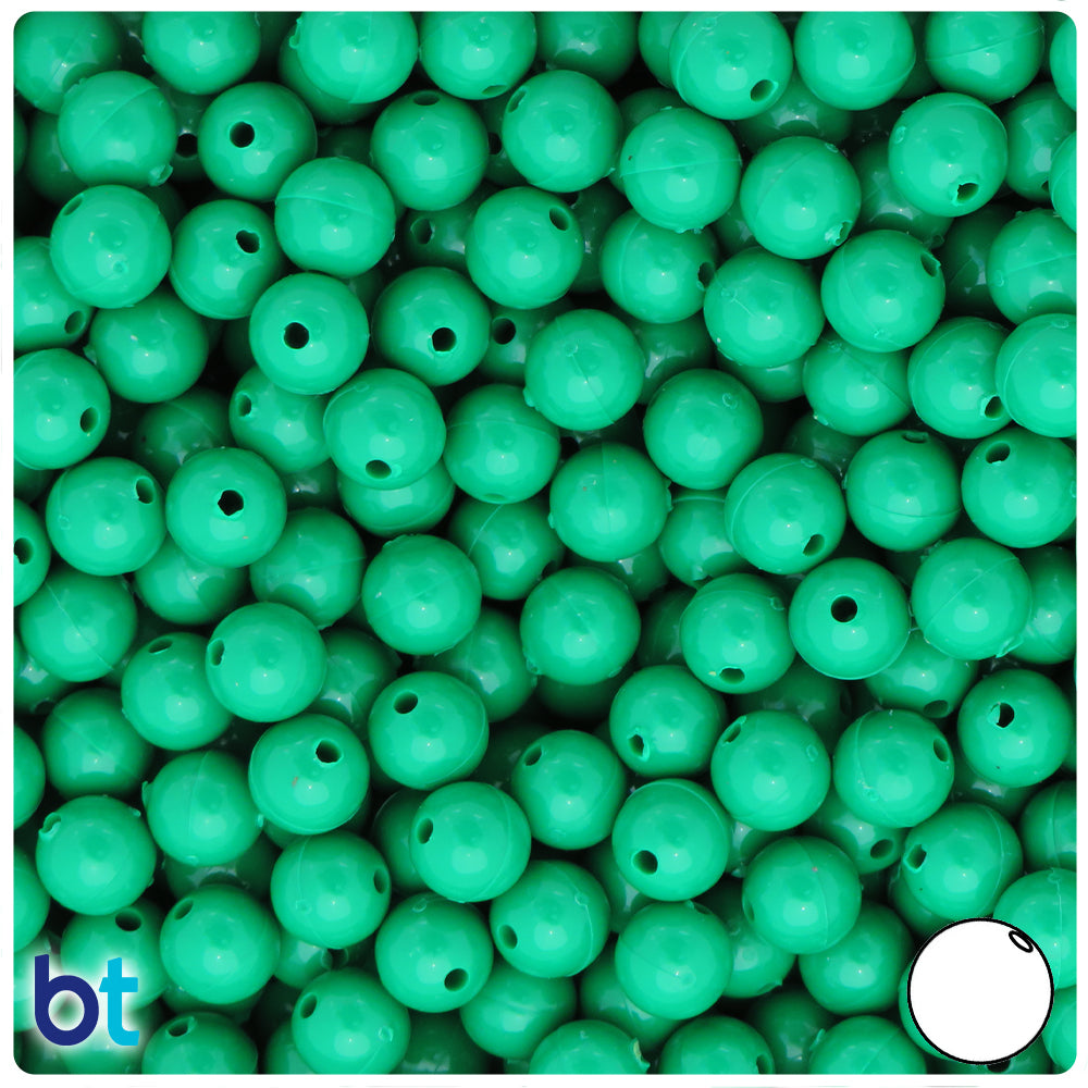 Green Opaque 8mm Round Plastic Beads (300pcs)