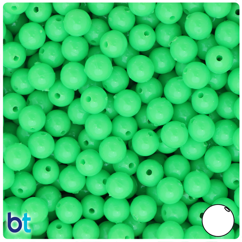 Lime Opaque 8mm Round Plastic Beads (300pcs)