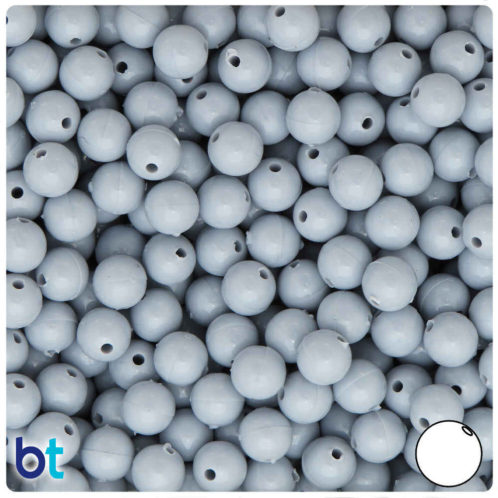 Grey Opaque 8mm Round Plastic Beads (300pcs)