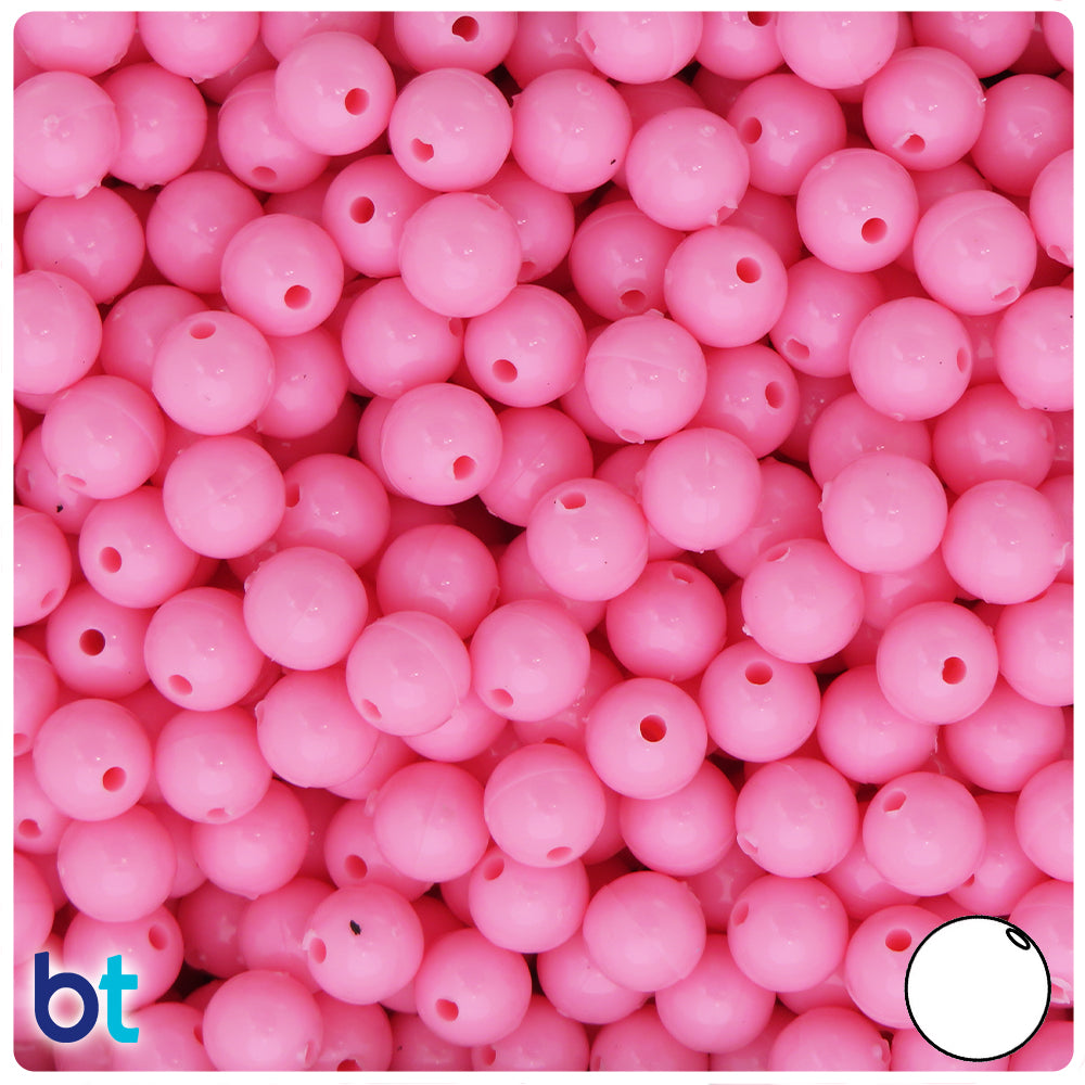 Baby Pink Opaque 8mm Round Plastic Beads (300pcs)