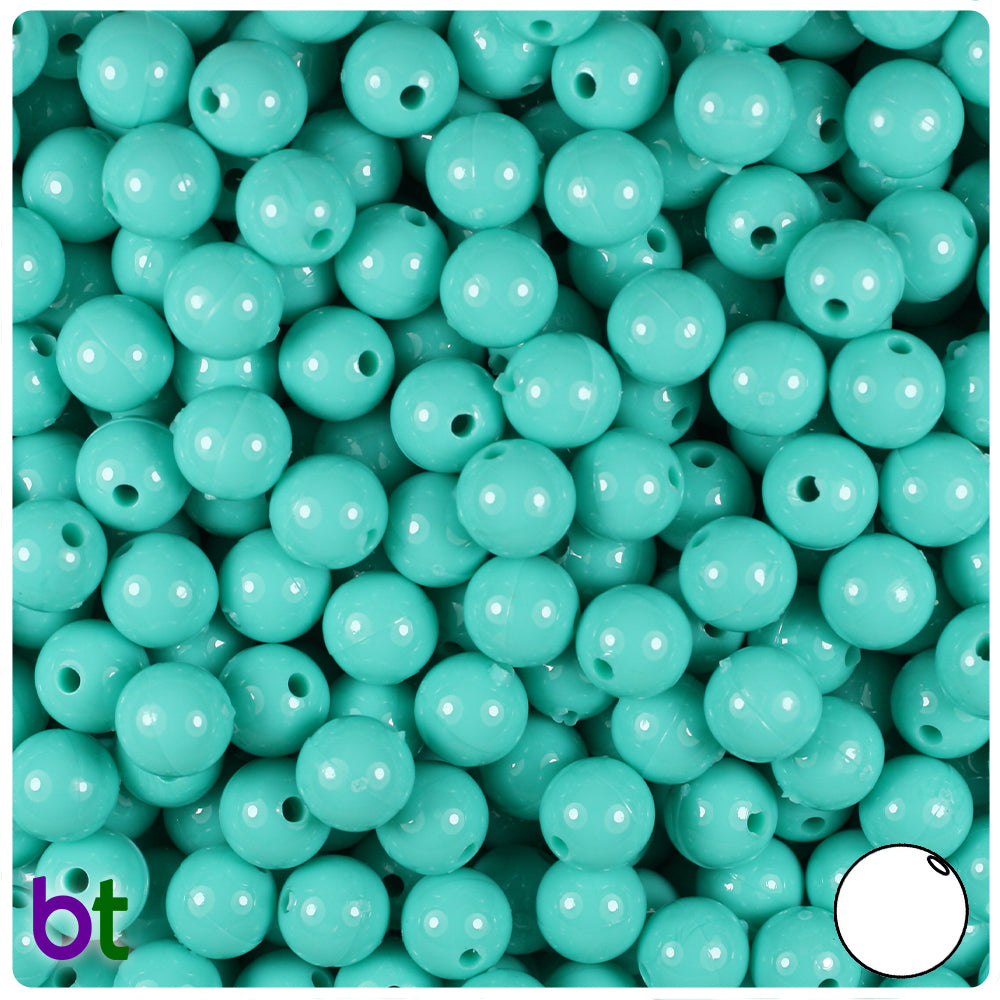 Light Turquoise Opaque 8mm Round Plastic Beads (300pcs)