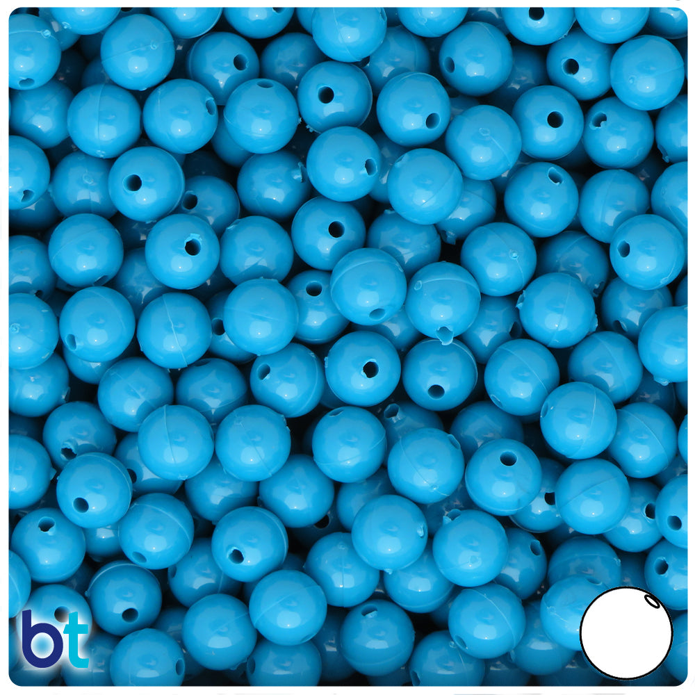 Dark Turquoise Opaque 8mm Round Plastic Beads (300pcs)