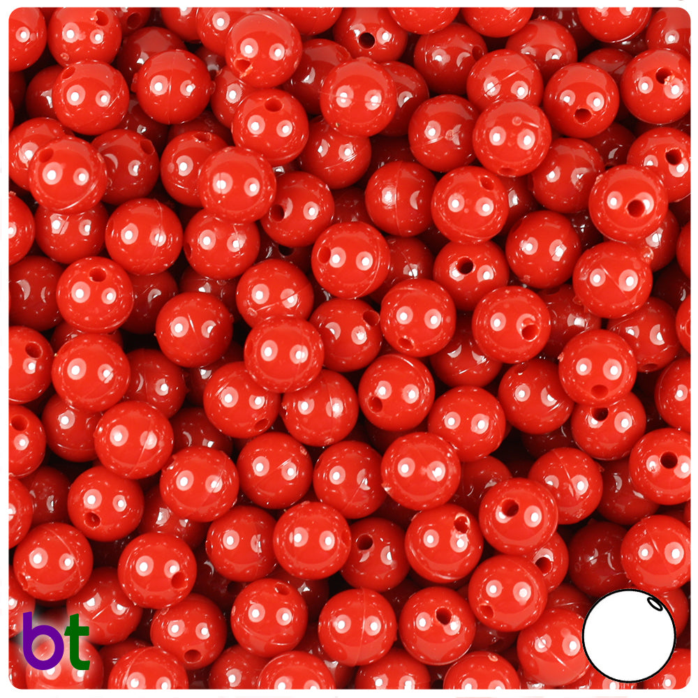 Red Opaque 8mm Round Plastic Beads (300pcs)