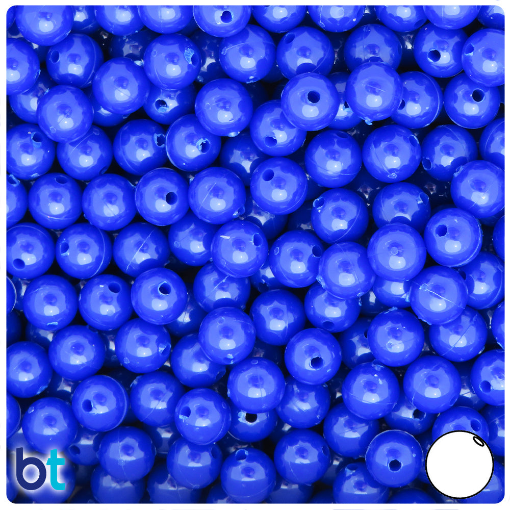 Royal Blue Opaque 8mm Round Plastic Beads (300pcs)