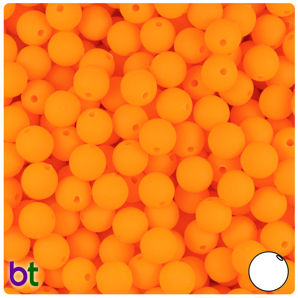 Orange Matte 8mm Round Plastic Beads (300pcs)