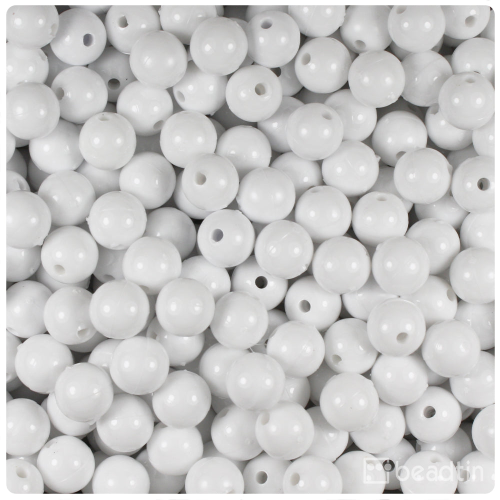 White Opaque 8mm Round Plastic Beads (300pcs)