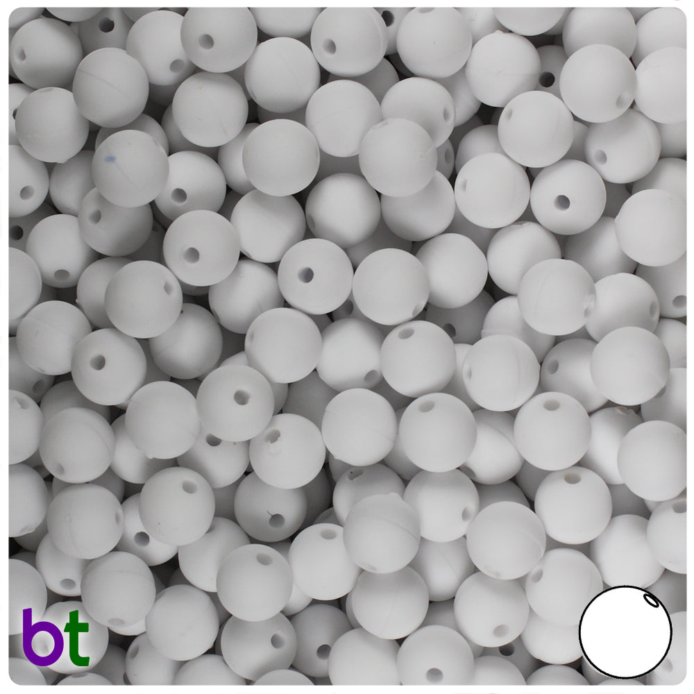 White Matte 8mm Round Plastic Beads (300pcs)