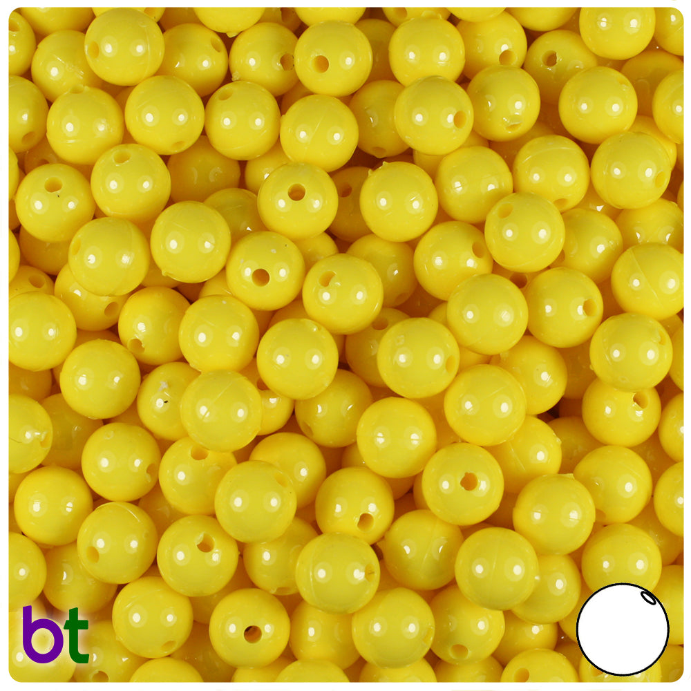 Yellow Opaque 8mm Round Plastic Beads (300pcs)