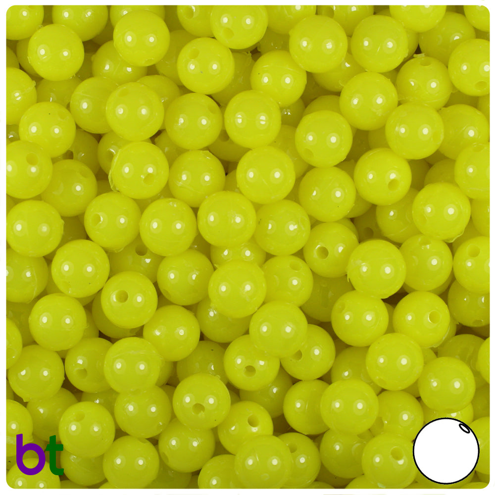 Lemon Neon Bright 8mm Round Plastic Beads (300pcs)