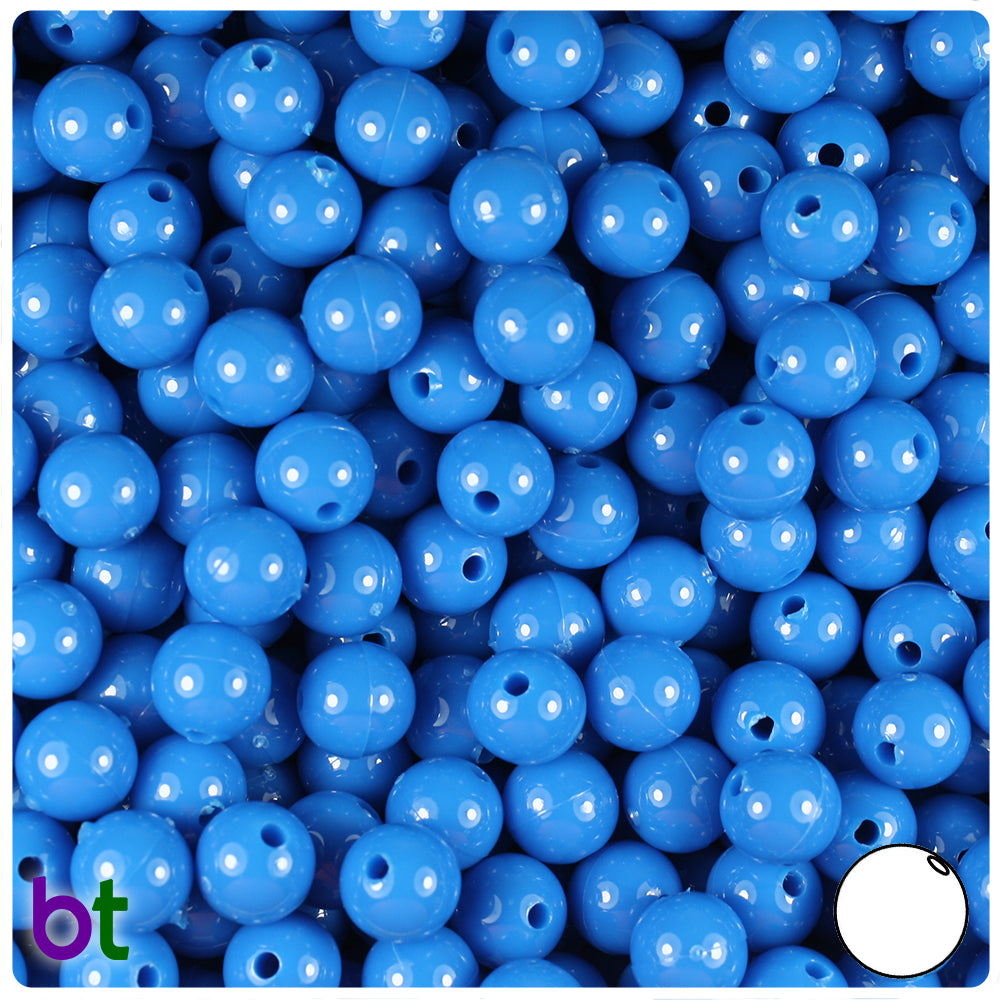 True Blue Neon Bright 8mm Round Plastic Beads (300pcs)