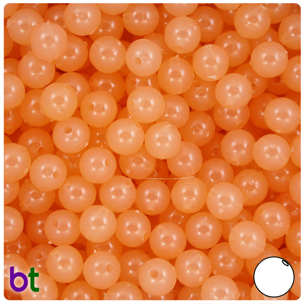 Peach Transparent 8mm Round Plastic Beads (300pcs)