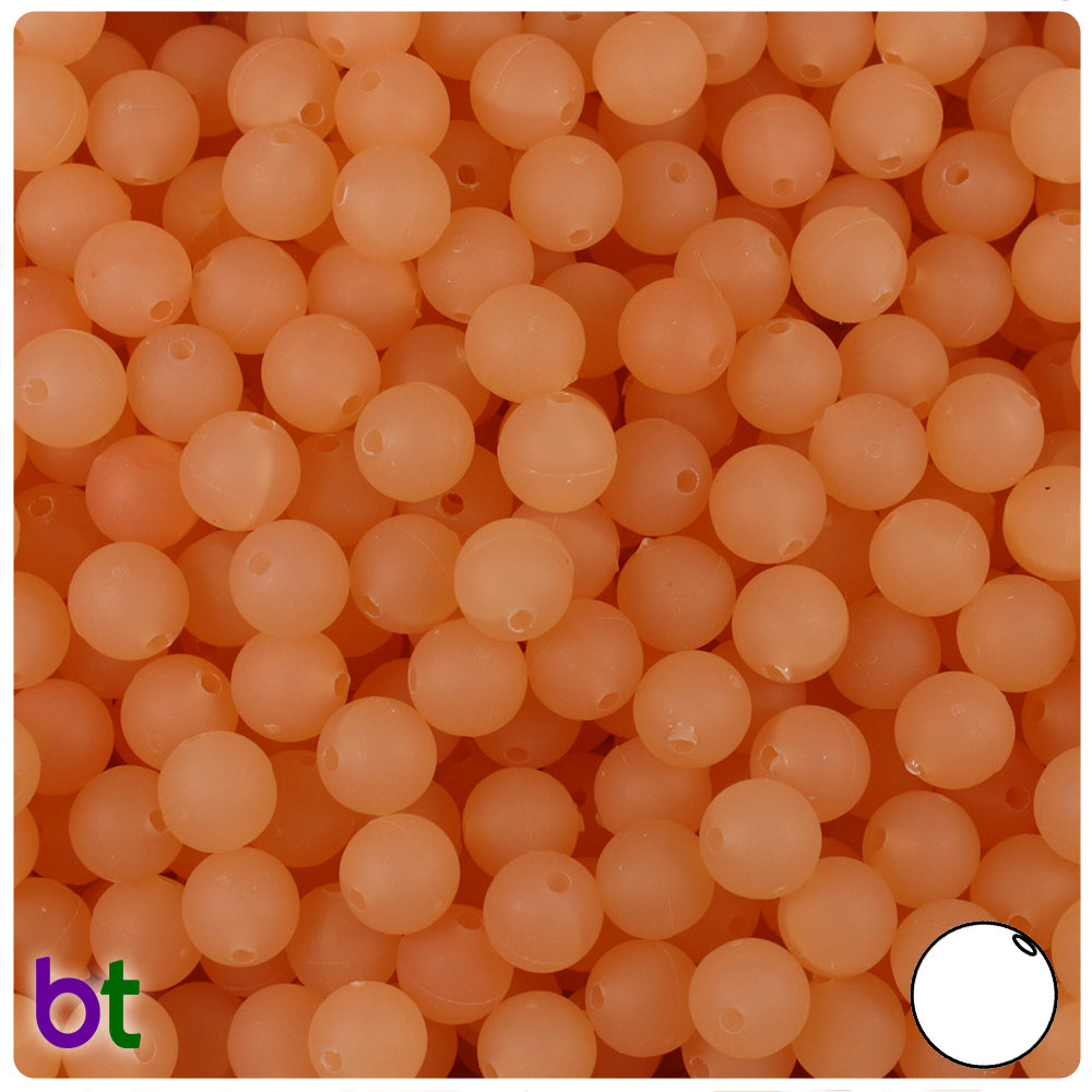 Peach Frosted 8mm Round Plastic Beads (300pcs)