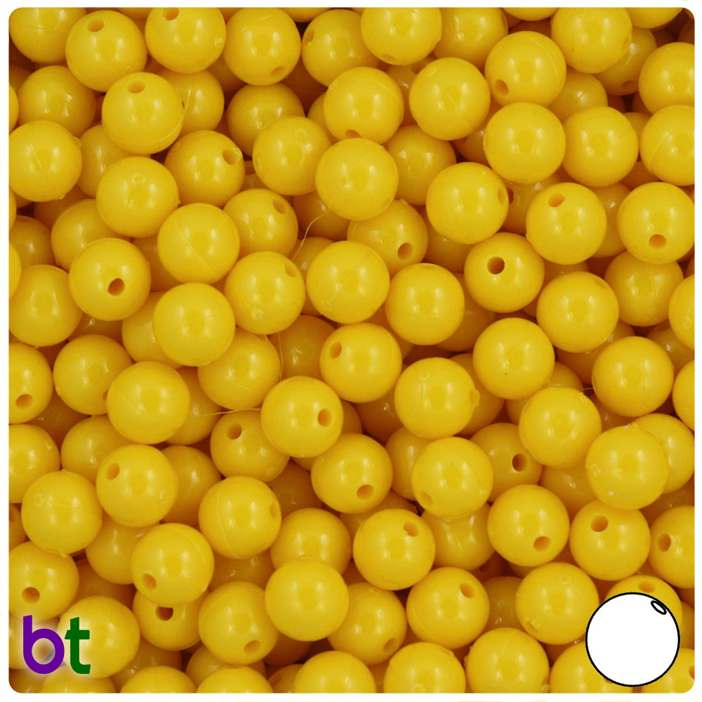 Bright Yellow Opaque 8mm Round Plastic Beads (300pcs)