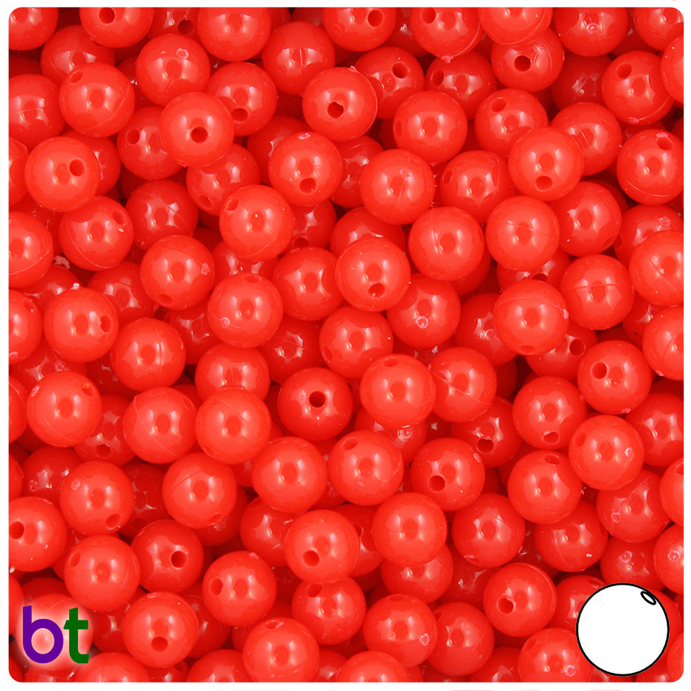 Bright Red Opaque 8mm Round Plastic Beads (300pcs)