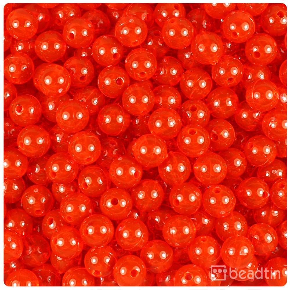 Fire Red Transparent 8mm Round Plastic Beads (300pcs)