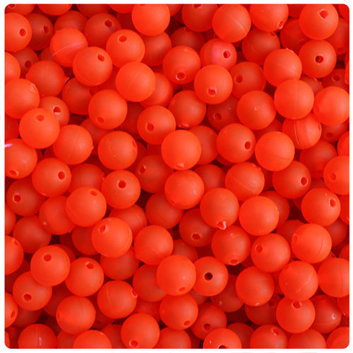 Fire Red Frosted 8mm Round Plastic Beads (300pcs)