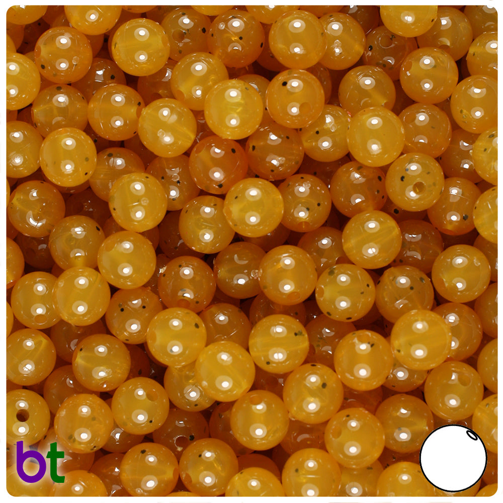 Amber Transparent 8mm Round Plastic Beads (300pcs)