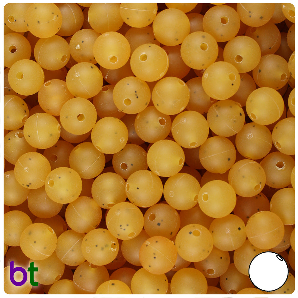 Amber Frosted 8mm Round Plastic Beads (300pcs)