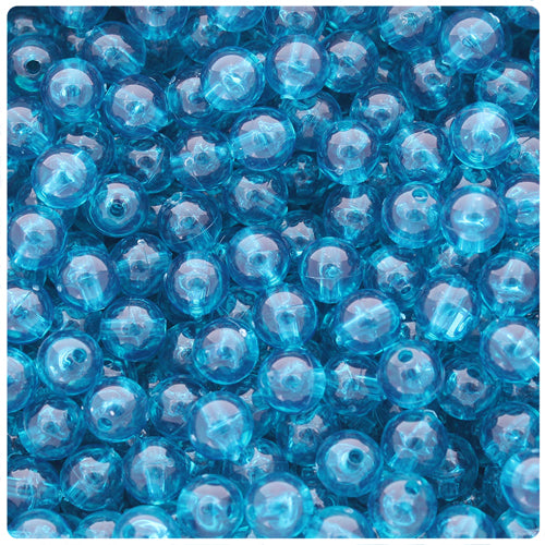 Teal Transparent 8mm Round Plastic Beads (300pcs)