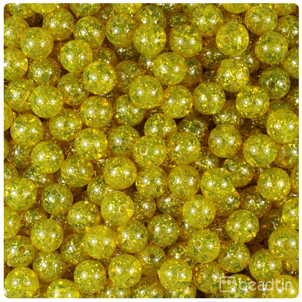 Lure Yellow Gold Sparkle 8mm Round Plastic Beads (300pcs)