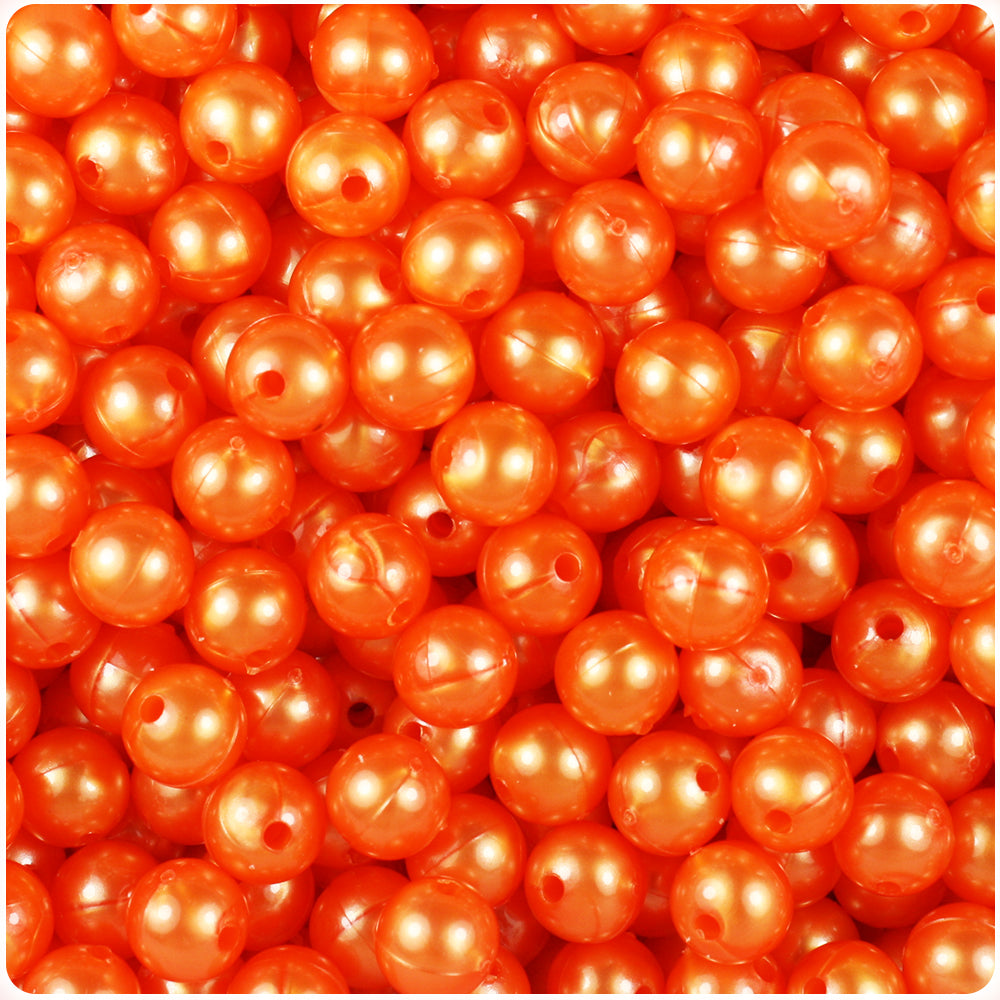 Orange Pearl 8mm Round Plastic Beads (300pcs)
